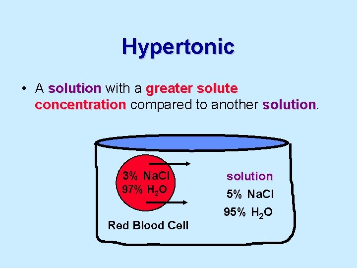 Hypertonic • A solution with a greater solute concentration compared to another solution 3%