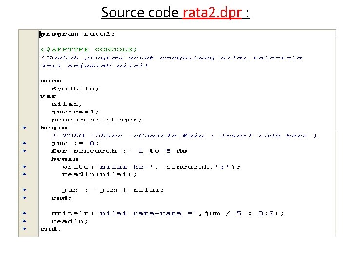 Source code rata 2. dpr : 