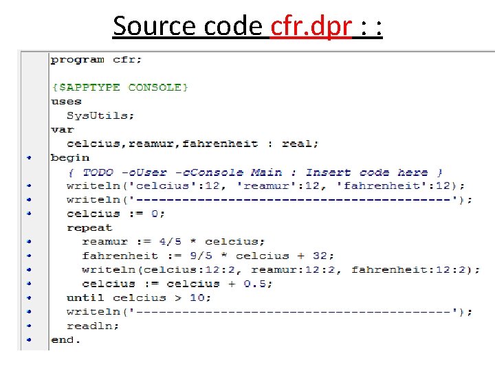 Source code cfr. dpr : : 