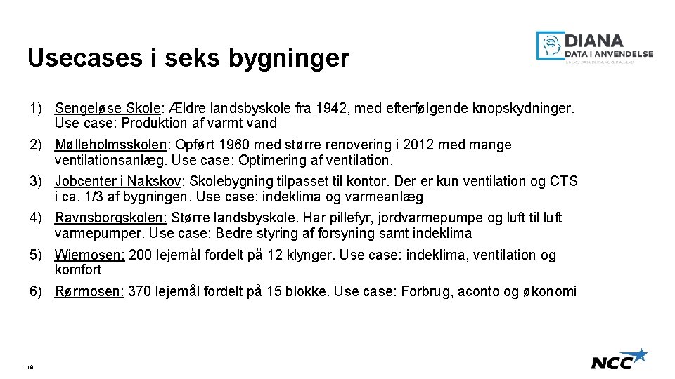 Usecases i seks bygninger 1) Sengeløse Skole: Ældre landsbyskole fra 1942, med efterfølgende knopskydninger.