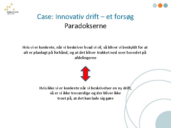 Case: Innovativ drift – et forsøg Paradokserne Hvis vi er konkrete, når vi beskriver