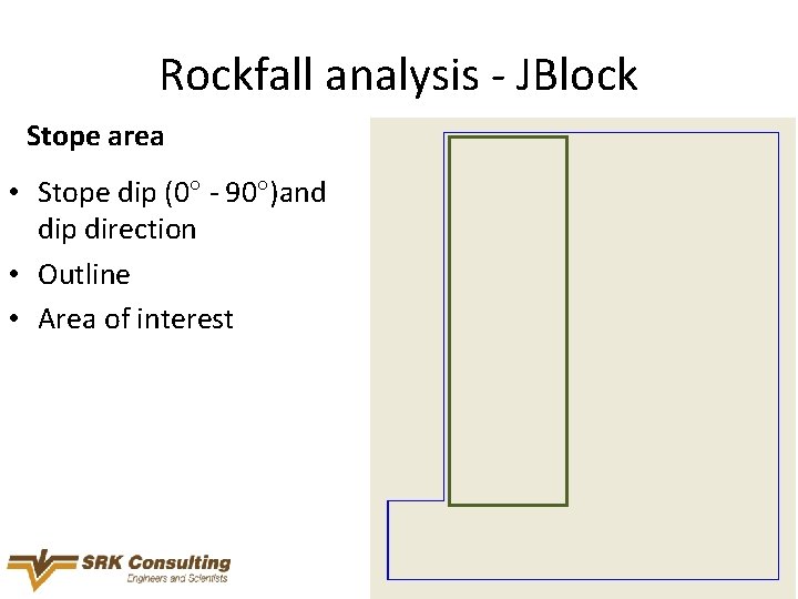 Rockfall analysis - JBlock Stope area • Stope dip (0 - 90 )and dip