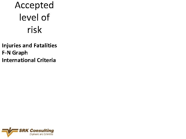 Accepted level of risk Injuries and Fatalities F-N Graph International Criteria 