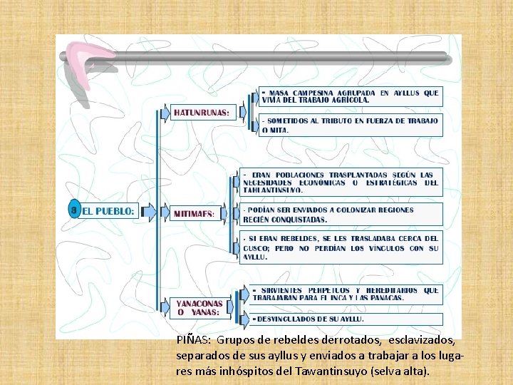 PIÑAS: Grupos de rebeldes derrotados, esclavizados, separados de sus ayllus y enviados a trabajar