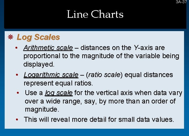 3 A-37 37 Line Charts ¯ Log Scales • Arithmetic scale – distances on 3 A-37 37 Line Charts ¯ Log Scales • Arithmetic scale – distances on