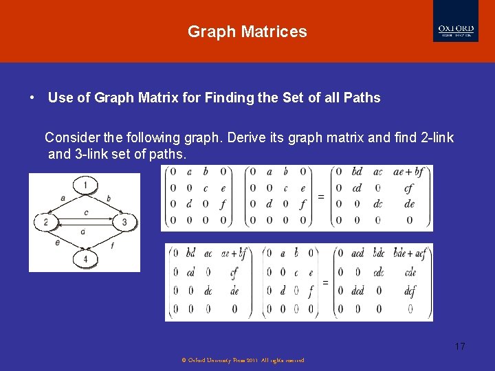 Graph Matrices • Use of Graph Matrix for Finding the Set of all Paths
