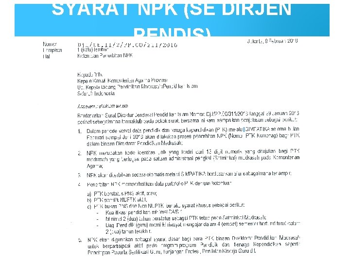 SYARAT NPK (SE DIRJEN PENDIS) 