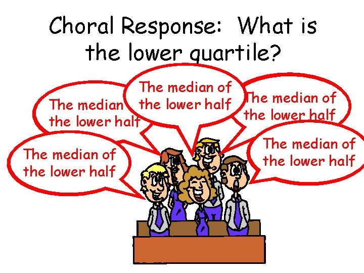 Choral Response: What is the lower quartile? The median of the lower half The