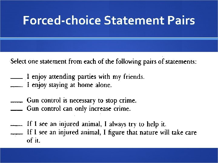 Forced-choice Statement Pairs 