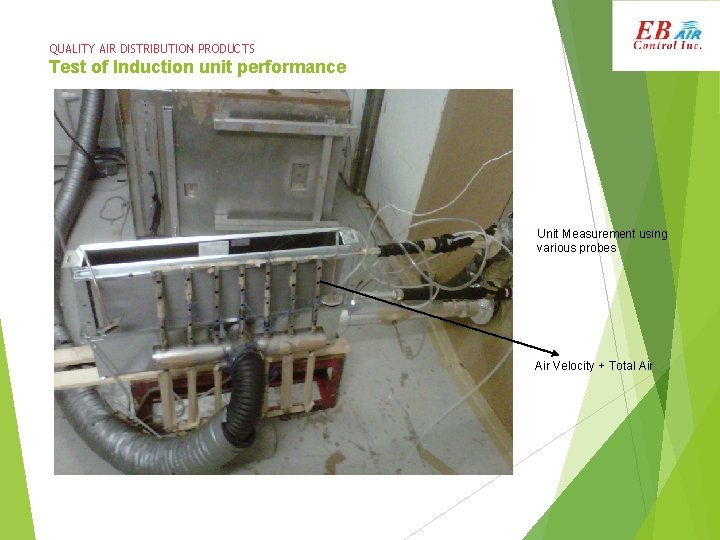 QUALITY AIR DISTRIBUTION PRODUCTS Test of Induction unit performance Unit Measurement using various probes