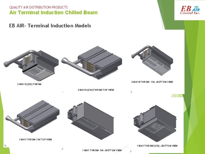 QUALITY AIR DISTRIBUTION PRODUCTS Air Terminal Induction Chilled Beam EB AIR- Terminal Induction Models