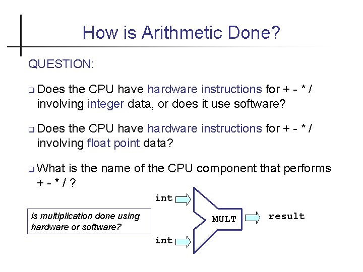 Arithmetic Assignment and Type Compatibility Introduction to arithmetic