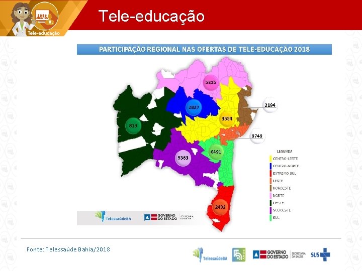 Tele-educação Fonte: Telessaúde Bahia/2018 