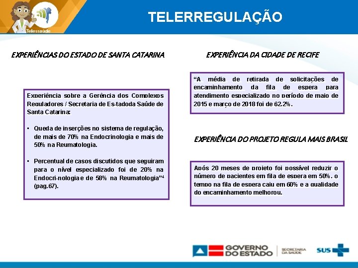TELERREGULAÇÃO EXPERIÊNCIAS DO ESTADO DE SANTA CATARINA Experiência sobre a Gerência dos Complexos Reguladores