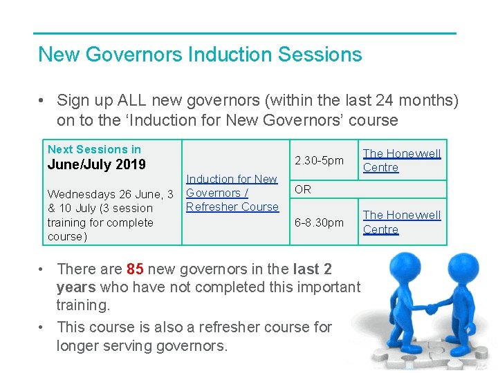 New Governors Induction Sessions • Sign up ALL new governors (within the last 24