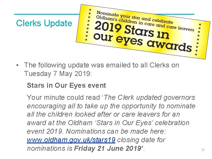 Clerks Update • The following update was emailed to all Clerks on Tuesday 7