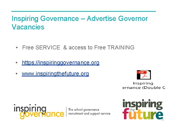 Inspiring Governance – Advertise Governor Vacancies • Free SERVICE & access to Free TRAINING