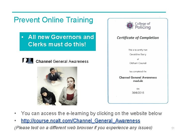 Prevent Online Training • All new Governors and Clerks must do this! • You
