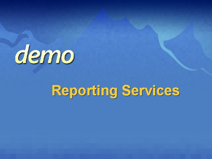 Reporting Services 