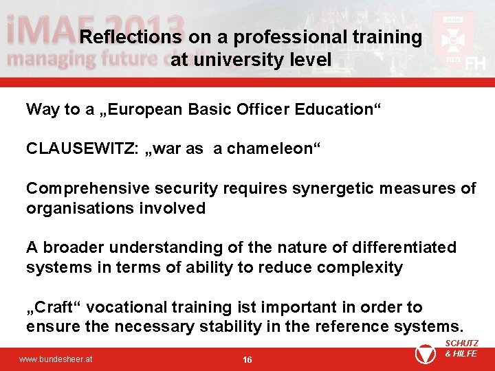 Reflections on a professional training at university level Way to a „European Basic Officer