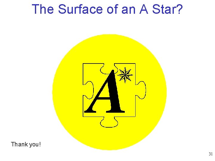 The Surface of an A Star? Thank you! 31 