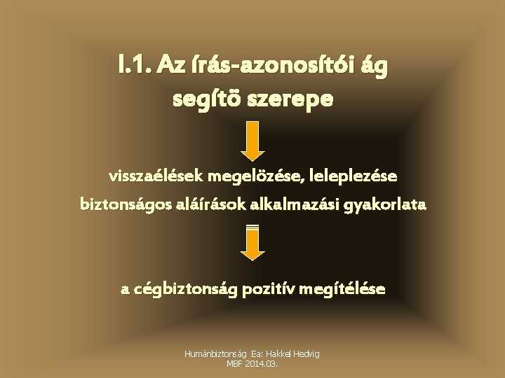 I. 1. Az írás-azonosítói ág segítö szerepe visszaélések megelözése, leleplezése biztonságos aláírások alkalmazási gyakorlata