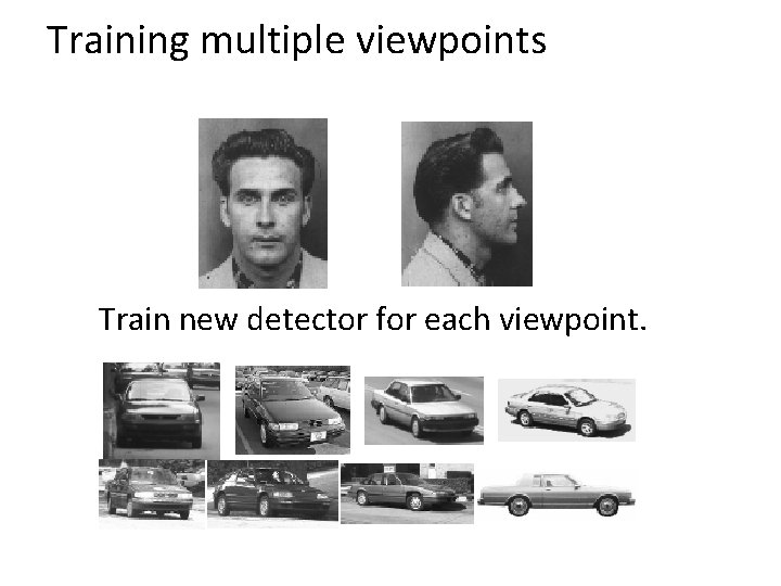 Training multiple viewpoints Train new detector for each viewpoint. 