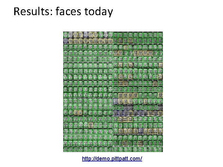 Results: faces today http: //demo. pittpatt. com/ 