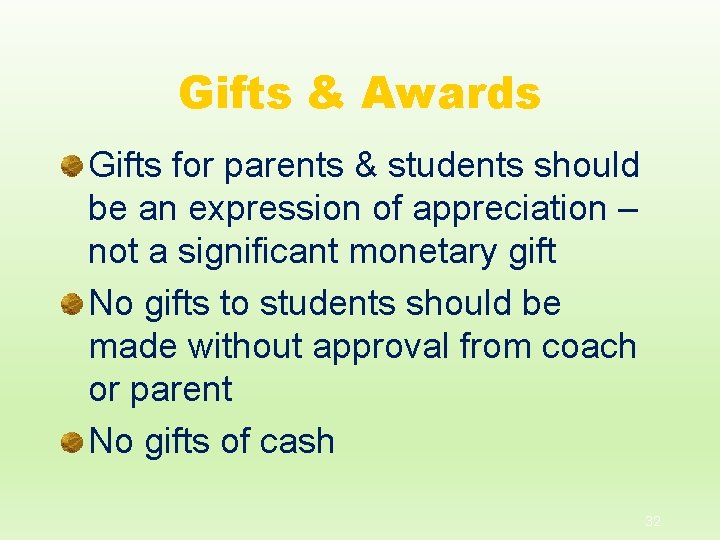 Gifts & Awards Gifts for parents & students should be an expression of appreciation