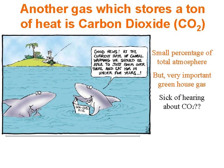 Another gas which stores a ton of heat is Carbon Dioxide (CO 2) Small