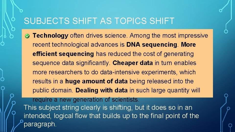 SUBJECTS SHIFT AS TOPICS SHIFT Technology often drives science. Among the most impressive recent