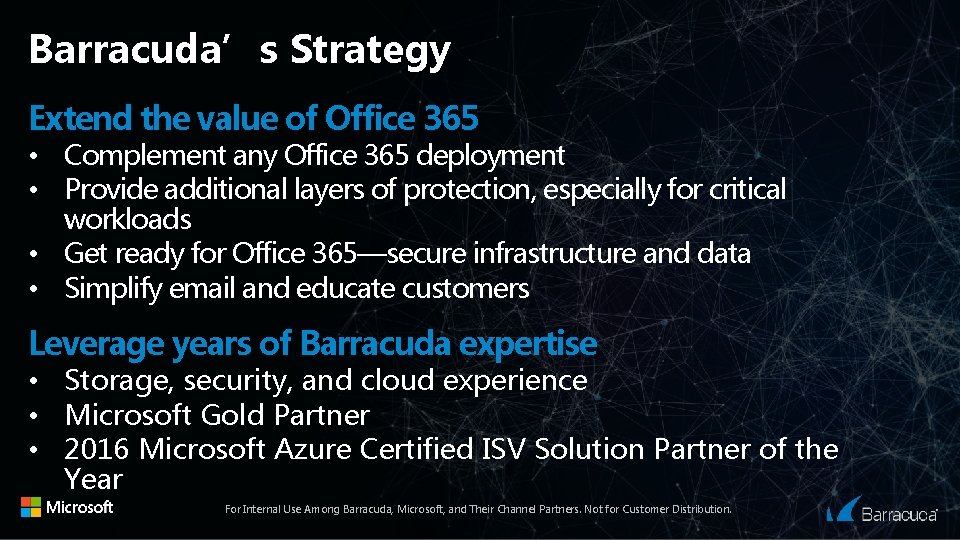 Barracuda’s Strategy Extend the value of Office 365 • Complement any Office 365 deployment
