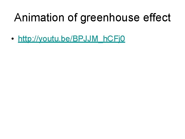 Animation of greenhouse effect • http: //youtu. be/BPJJM_h. CFj 0 