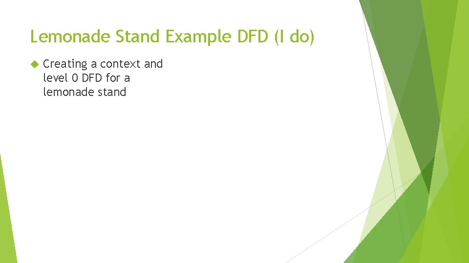 Lemonade Stand Example DFD (I do) Creating a context and level 0 DFD for
