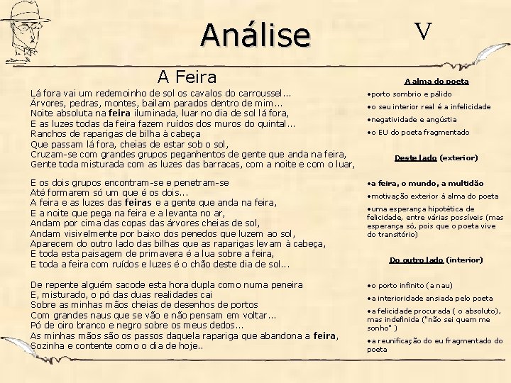 Análise A Feira V A alma do poeta Lá fora vai um redemoinho de