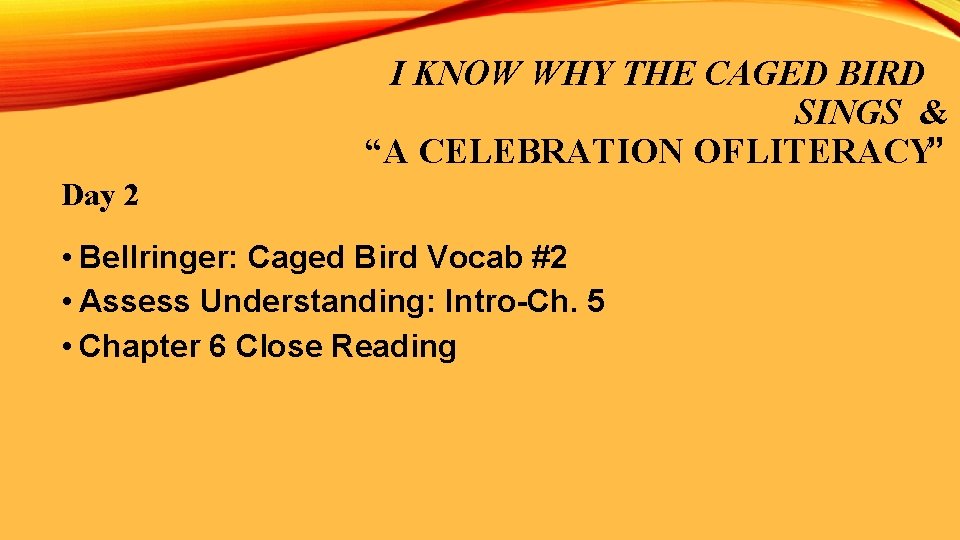 I KNOW WHY THE CAGED BIRD SINGS & “A CELEBRATION OF LITERACY” Day 2