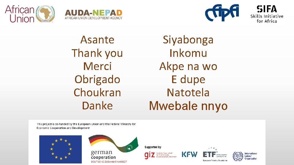 Asante Thank you Merci Obrigado Choukran Danke Siyabonga Inkomu Akpe na wo E dupe