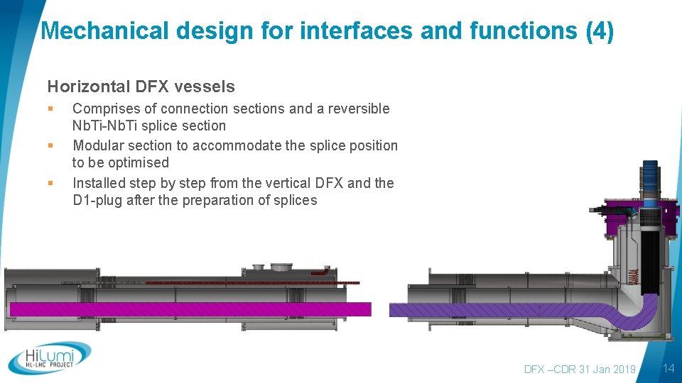 Mechanical design for interfaces and functions (4) Horizontal DFX vessels § § § Comprises
