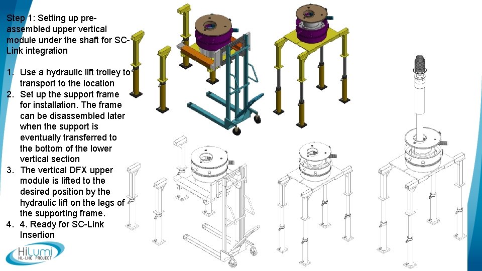 Step 1: Setting up preassembled upper vertical module under the shaft for SCLink integration