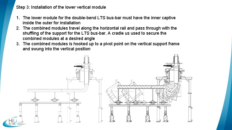 Step 3: Installation of the lower vertical module 1. The lower module for the