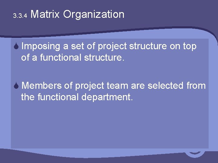 3. 3. 4 Matrix Organization S Imposing a set of project structure on top