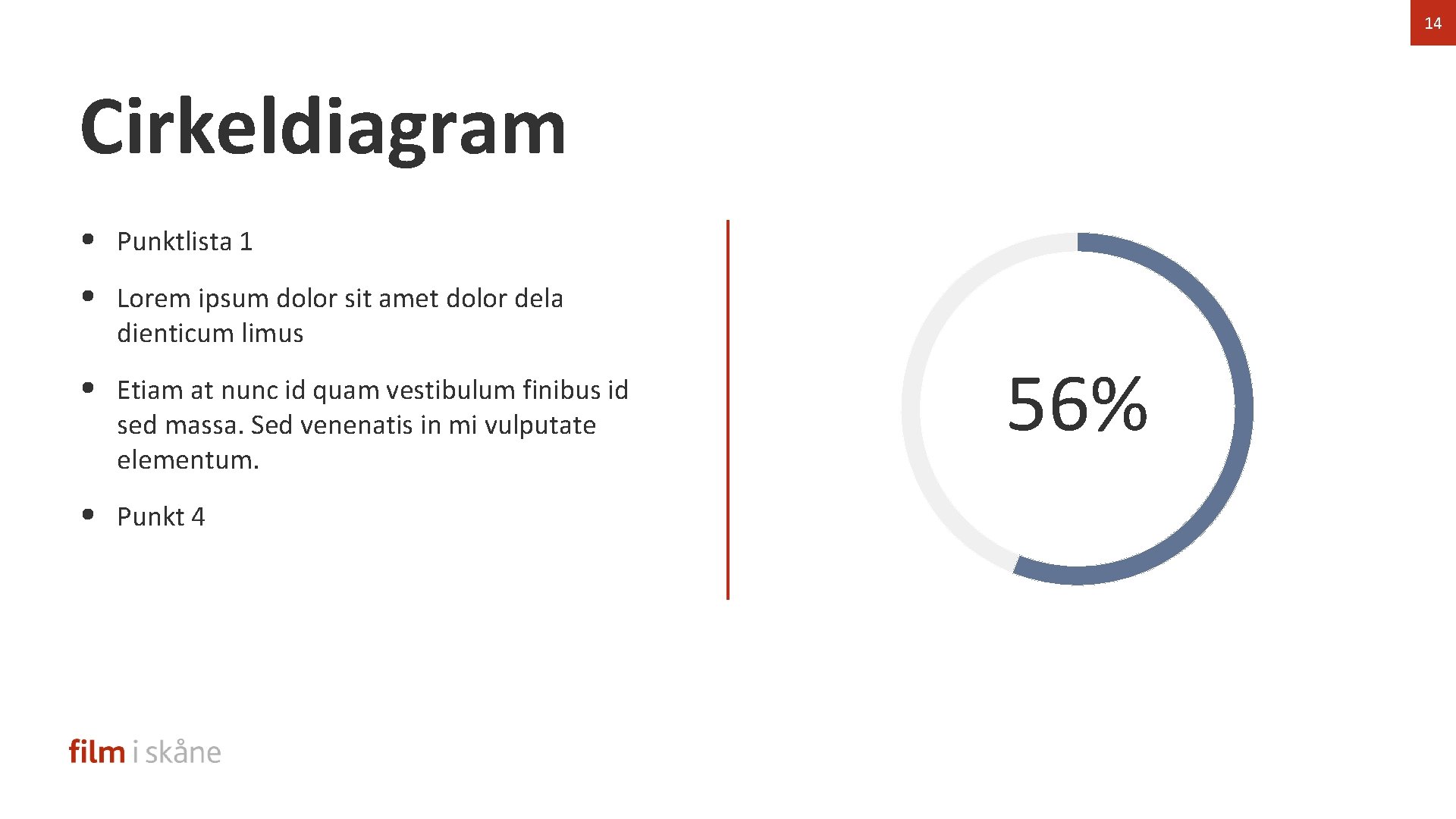 14 Cirkeldiagram • Punktlista 1 • Lorem ipsum dolor sit amet dolor dela dienticum