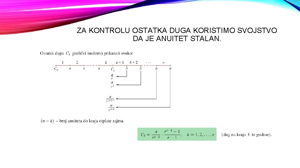 ZA KONTROLU OSTATKA DUGA KORISTIMO SVOJSTVO DA JE ANUITET STALAN. 