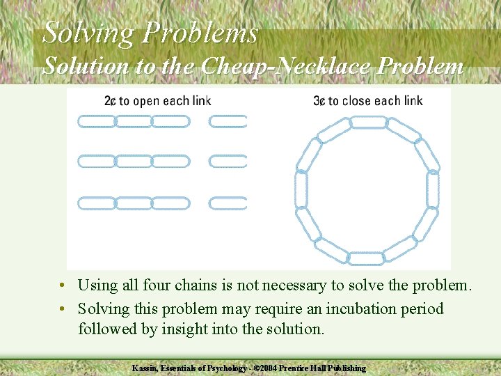 Solving Problems Solution to the Cheap-Necklace Problem • Using all four chains is not
