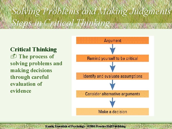 Solving Problems and Making Judgments Steps in Critical Thinking - The process of solving
