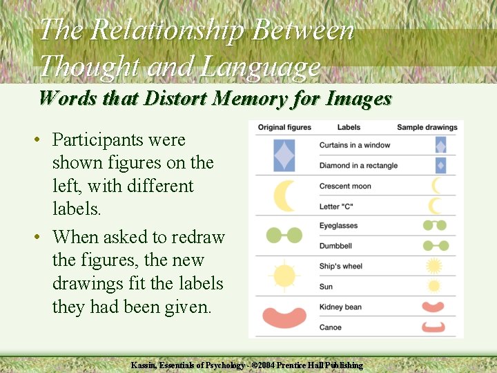 The Relationship Between Thought and Language Words that Distort Memory for Images • Participants