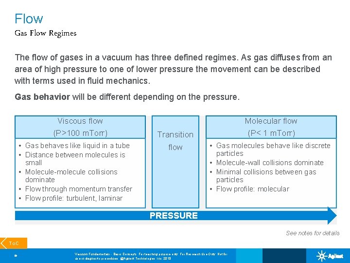 Flow Gas Flow Regimes The flow of gases in a vacuum has three defined
