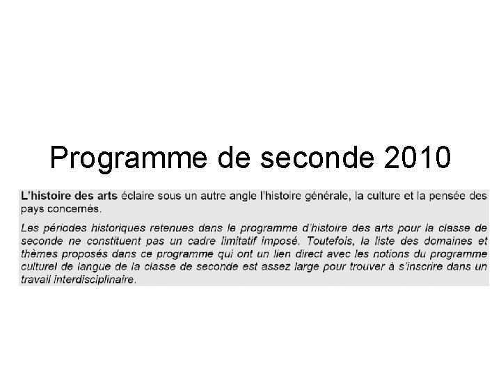 Programme de seconde 2010 