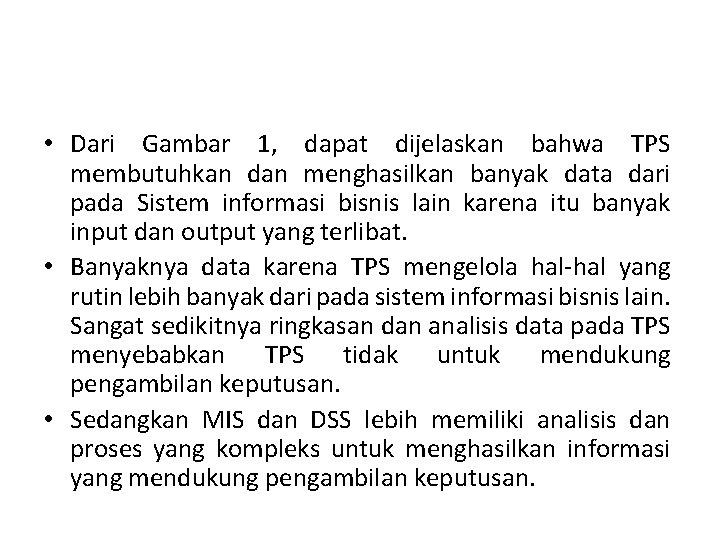  • Dari Gambar 1, dapat dijelaskan bahwa TPS membutuhkan dan menghasilkan banyak data