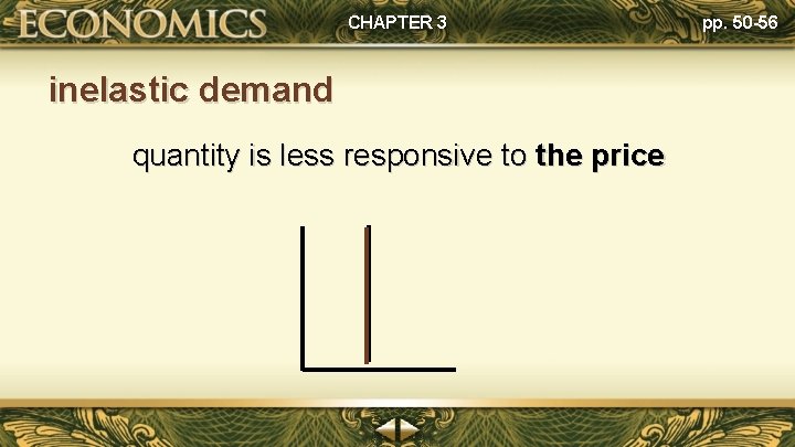 CHAPTER 3 inelastic demand quantity is less responsive to the price pp. 50 -56